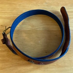 Vintage Zep-pro Genuine Leather & Canvas Embroidered Sailboat Belt 40”